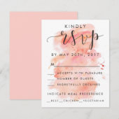 Carte d'invitation RSVP Arrière - plan couleur ros (Devant / Derrière)