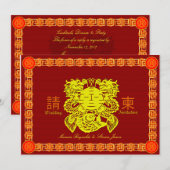 carte d'invitation RSVP de mariage chinois avec do (Devant / Derrière)