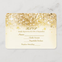 Carte d'invitation RSVP élégante avec lumières dor
