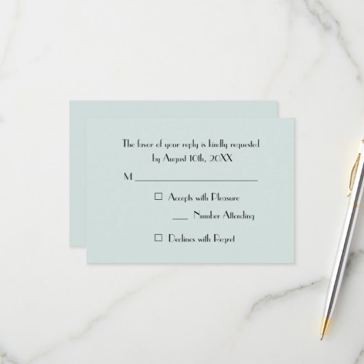 Carte d'invitation RSVP moderne simple turquoise p (Devant/Arrière en situation)