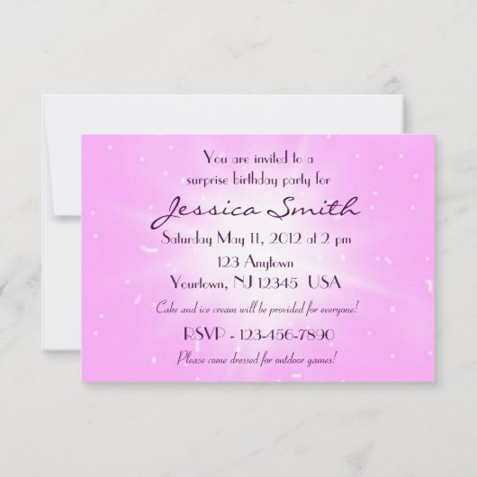Carte d'invitation RSVP Papillon rose (Dos)