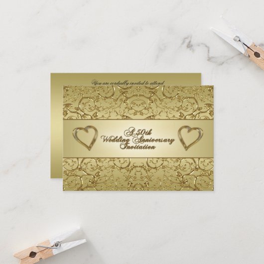 Carte d'invitation RSVP pour les 50 ans de mariage (Devant/Arrière en situation)