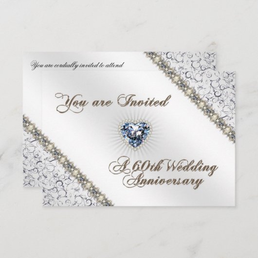 Carte d'invitation RSVP pour les 60 ans de mariage (Devant / Derrière)