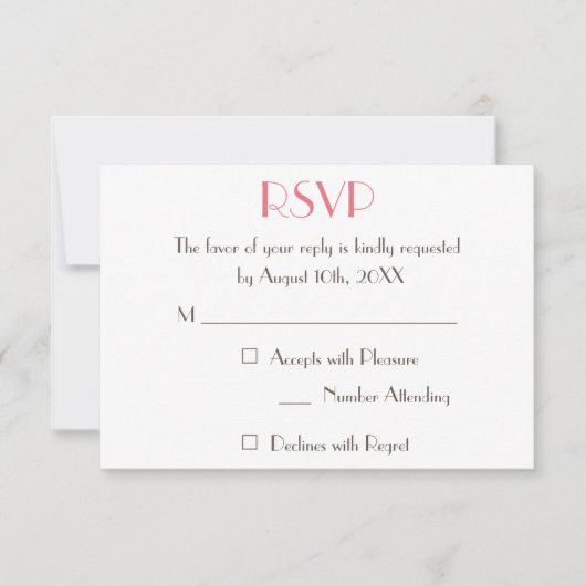 Carte d'invitation RSVP pour mariage élégant et mo (Devant)