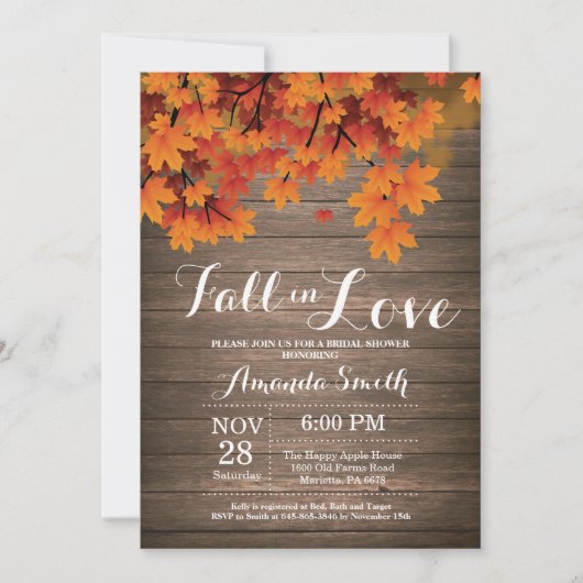 Carte d'invitation Rustic Fall Bridal Douche (Devant)