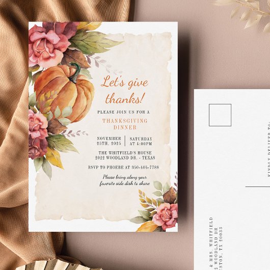 Carte d'invitation rustique à l'automne avec citro