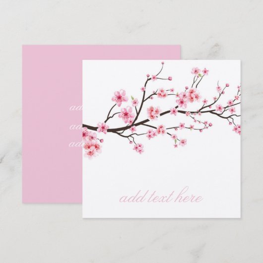 CARTE D'INVITATION : SAKURA CHERRY BLOSSOMS (Devant / Derrière)