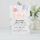 Carte d'invitation "Save the Date" à motif floral  (Debout devant)