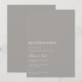Carte d'invitation Script blanc et gris à la récep (Devant / Derrière)