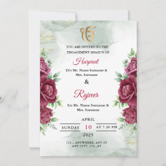 Carte d'invitation Shagun pour fiançailles Sikh, C