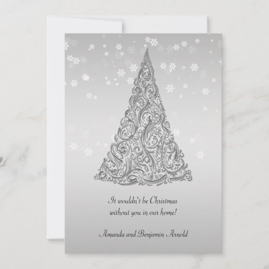 Carte d'invitation Silver Holiday Tree Snowflakes (Devant)