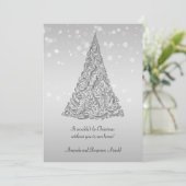Carte d'invitation Silver Holiday Tree Snowflakes (Debout devant)