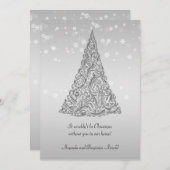 Carte d'invitation Silver Holiday Tree Snowflakes (Devant / Derrière)