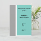 CARTE D'INVITATION SIMPLE AQUA NOIR BLANC ENTERREM (Debout devant)