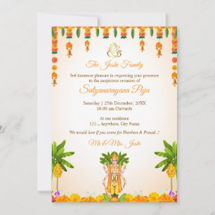 Carte d'invitation Sri Satyanarayan Katha