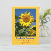 Carte d'invitation Sun Flower pour une fête d'été (Debout devant)