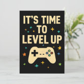 Carte d'invitation sur le thème des jeux vidéo rét (Debout devant)