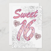 Carte d'invitation Sweet 16 / Salutation (Devant / Derrière)