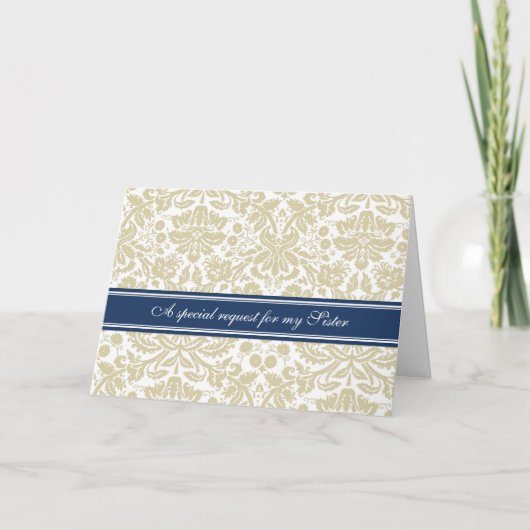 Carte d'invitation Tan Damask Soeur Bridesmaid (Devant)