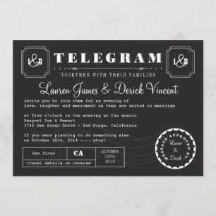 Carte d'invitation Telegram Vintage en noir