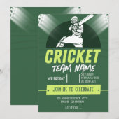 Carte d'invitation thème fête de cricket (Devant / Derrière)