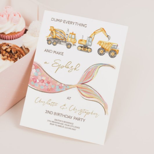 Carte d'invitation thème joint Construction Mermai