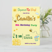 Carte d'invitation thème lemon pour anniversaire d (Debout devant)