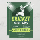 Carte d'invitation thème soirée cricket (Devant / Derrière)