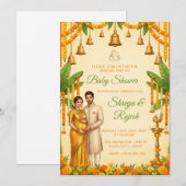 Carte d'invitation traditionnelle indienne pour un (Devant / Derrière)