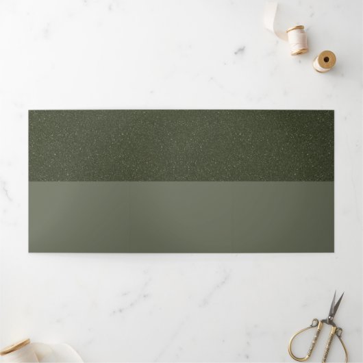 Carte d'invitation triple pli moderne vert mousse (Extérieur)