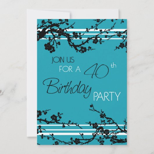 Carte d'invitation Turquoise 40e anniversaire (Devant)