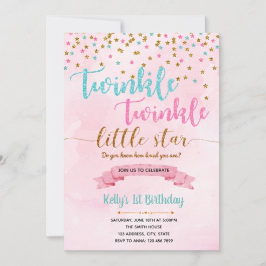 Carte d'invitation Twinkle Twinkle (Devant)