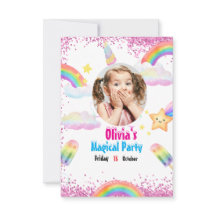 Carte d'invitation Unicorn Rainbow