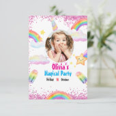 Carte d'invitation Unicorn Rainbow (Debout devant)