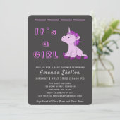 Carte d'invitation Unicorn rose bébé fille douche (Debout devant)