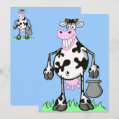 carte d'invitation "vache drôle" (Devant / Derrière)