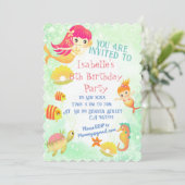 Carte d'invitation verte de sirènes (Debout devant)