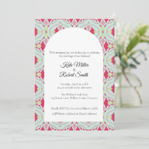 Carte d'invitation verte menthe à motif floral Squ