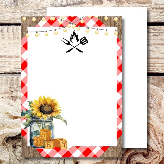 Carte d'invitation vierge pour une Baby Shower BBQ