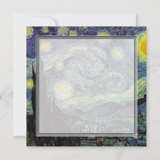 carte d'invitation vierge, van Gogh nuit étoilée (Devant)