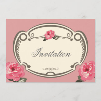 Carte d'invitation Vintage à usages multiples rose