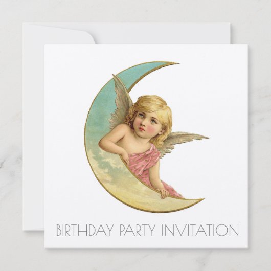 CARTE D'INVITATION vintage ANGE VICTORIEN (Devant)