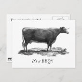 Carte d'invitation vintage BBQ (Devant / Derrière)