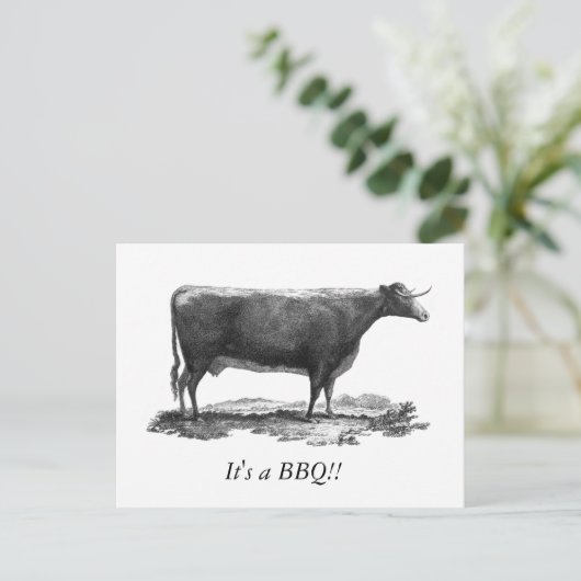 Carte d'invitation vintage BBQ (Debout devant)