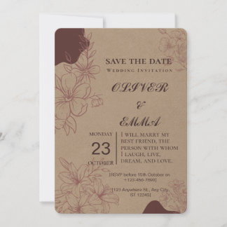 Carte d'invitation vintage florale pour annoncer l