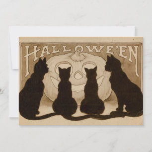Carte d'invitation Vintage Halloween Black Cats