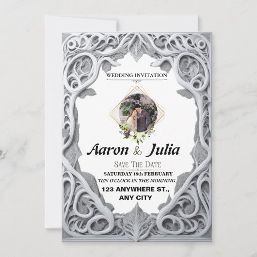 Carte d'invitation vintage pour annoncer la date d (Devant)