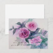 Carte d'invitation vintage Rose Fleurs d'aquarelle (Devant / Derrière)