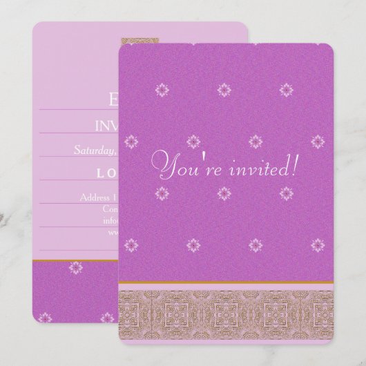 Carte d'invitation Violet Indien (Devant / Derrière)