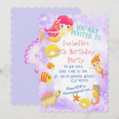 Carte d'invitation violette des sirènes (Devant / Derrière)